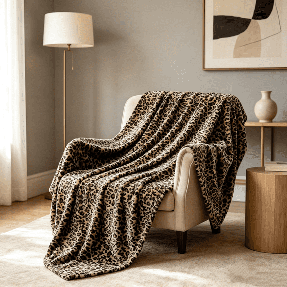 Rixvaxt Leopard Print Blanket, Soft Flannel Throw Blanket, Cozy Cheetah Print Blanket for Couch, Sofa, Bed, Travel & Camping, Lightweight All-Season Home Decor, 50" x 60" (Mocha Brown)