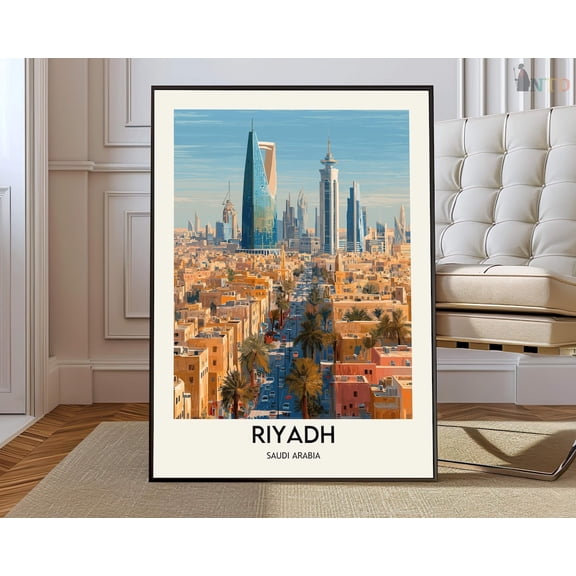 Riyadh Saudi Arabia City Map Wall Art Travel Decor Photo Print, Unframed Canvas 8x10in