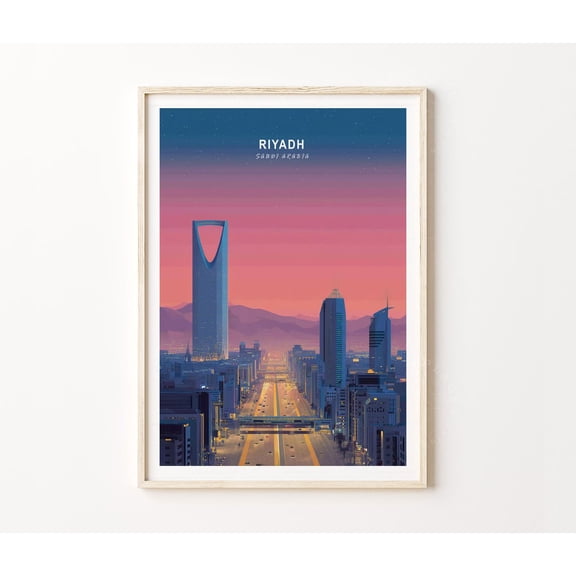 Riyadh Saudi ia Kingdom Centre Skyline Home Decor Unframed Paper Print