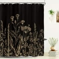 thumbnail image 1 of Riyidecor Extra Long 72Wx84H Shower Curtain for Bathroom Decor Black Gold Dark Floral Wildflower Vintage Botanical Rustic Farmhouse Plant Art Printed Fabric Polyester Waterproof 12 Pack Plastic Hooks, 1 of 4