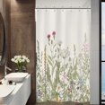thumbnail image 1 of Riyidecor Stall Wildflower Small Half Shower Curtain 36Wx72H Inch Farmhouse Flower Botanical Floral Plant Herbs Vintage Decor Bathroom Windows Fabric Polyester Waterproof 7 Pack Plastic Hooks, 1 of 6