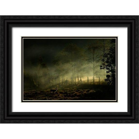 Rizani, Nunu 32x23 Black Ornate Wood Framed with Double Matting Museum Art Print Titled - Misty Morning