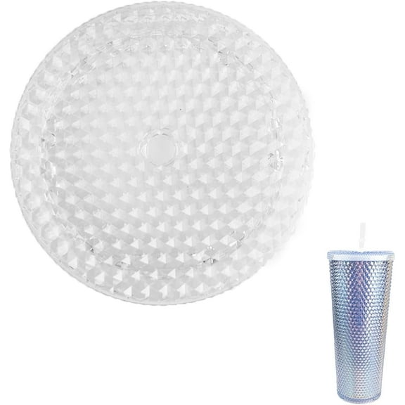 Rizulfey 24/16 oz Matte Studded Tumbler Replacement Lid, Compatible for Studded Diamond Grid Venti Cold Drink Cup Lid, Clear
