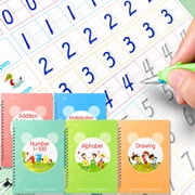 Rizulfey Magic Groove Practice Copybook, Reusable Handwriting Workbooks for 3-8 Kids's School Kits, 5 Books with 2 Pens