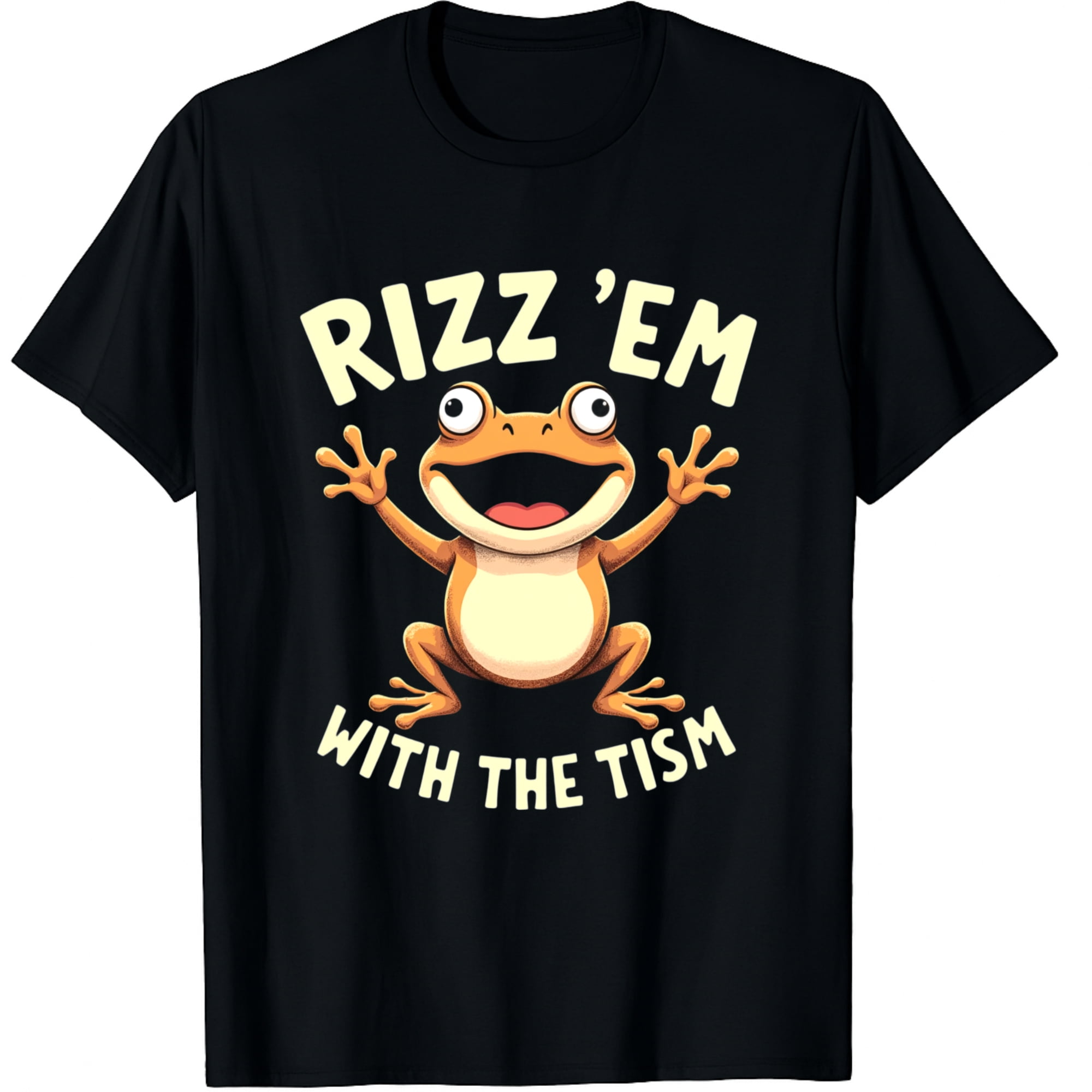 Rizz Em With The Tism Funny Frog Meme Autism Graphic Crew Neck Short ...