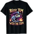 thumbnail image 1 of Rizz Em with The Tism Cowboy Chameleon Y2K Bootleg Graphic Crew Neck Short Sleeve T-Shirts (Men's, Women's), 1 of 4