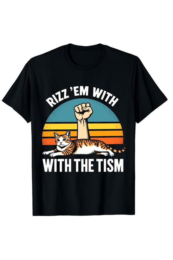 Rizz Em with The Tism Rizzler Joke Meme Rizzling Squirrel Graphic Crew Neck Short Sleeve T-Shirts (Men's, Women's)