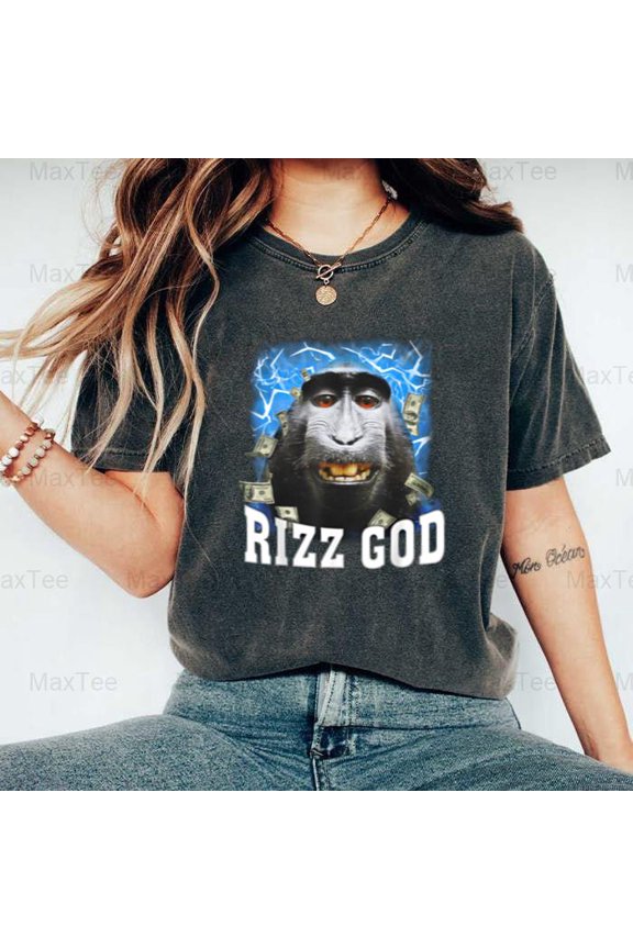 Rizz God Funny Rizzler Trending Gen Z Slang Meme Humor Comfort Color T-Shirt, Up to Size 4XL