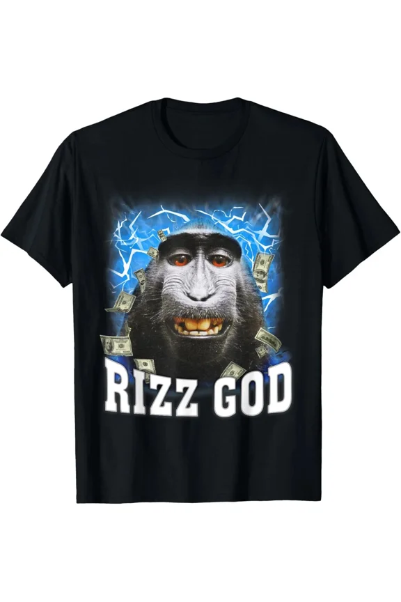 Rizz God Funny Rizzler Trending Meme Humor Novelty Graphic Unisex T-Shirt, S-5XL