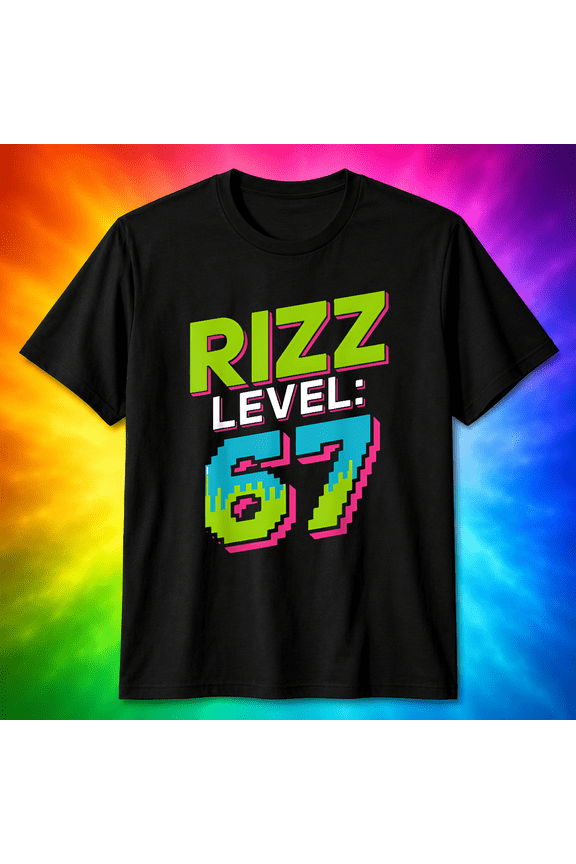 Rizz Level 67 Youth Trend Funny Six Seven Meme Graphic Unisex T-Shirt S-5XL V12040