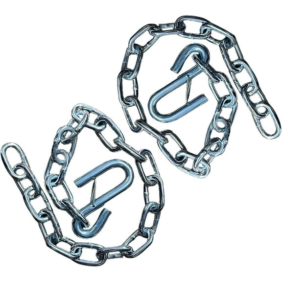 Rizz-Man Manufacturing Trailer Hitch Safety Chain with S-Hook and Latch, Steel (Pair) (2000 lb Capacity)