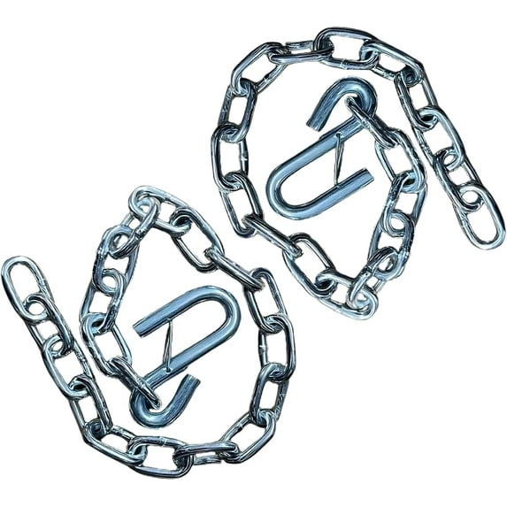 Rizz-Man Manufacturing Trailer Hitch Safety Chain with S-Hook and Latch, Steel (Pair) (2000 lb Capacity)