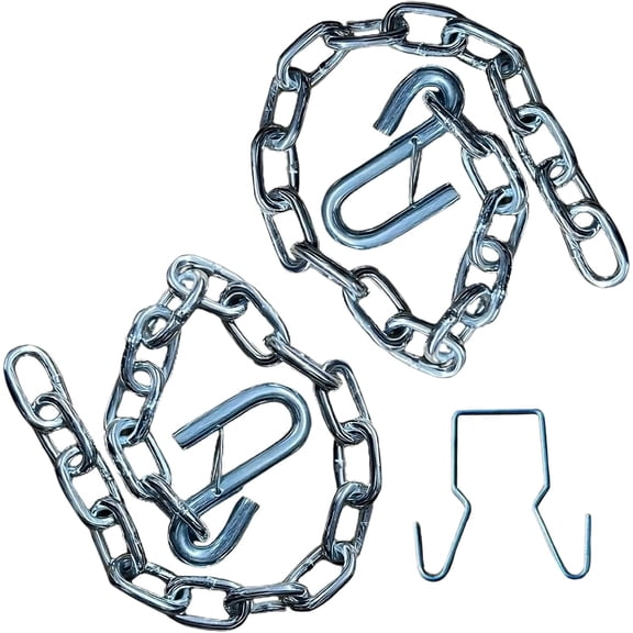 Rizz-Man Manufacturing Trailer Safety Chain (Pair) with Safety Hook & 2-Inch Chain Hanger - 24 Inch Length for Each Chain, 1/4" Diameter, for Reliable Transportation (3000 LB)