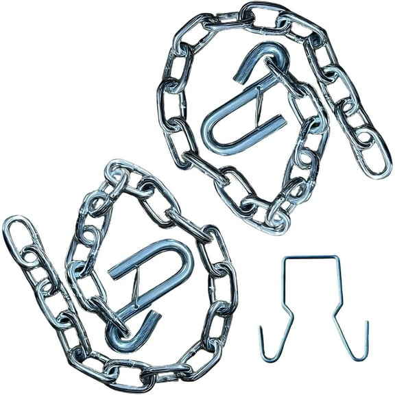 Rizz-Man Manufacturing Trailer Safety Chain (Pair) with Safety Hook & 2-Inch Chain Hanger - 24 Inch Length for Each Chain, 1/4" Diameter, for Reliable Transportation (4000 LB)