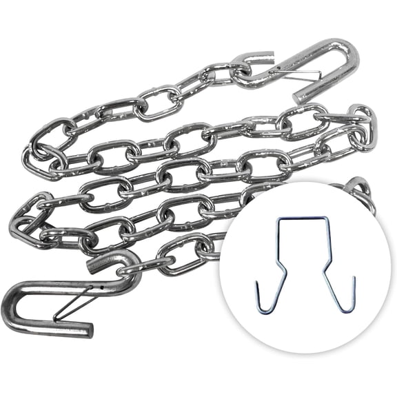 Rizz-Man Manufacturing Trailer Safety Chain with S Hooks on Both Ends & 2-Inch Chain Hanger - 48 Inch Length, 1/4" Diameter, for Reliable Transportation (4000 LB)