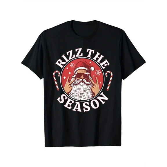 Rizz The Season Funny Punk Rock Retro Christmas Humor Unisex T-Shirt up to size 5XL