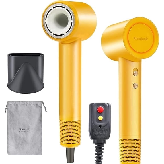 Rizzdeek Ionic High Speed Hair Dryer, 110000 RPM Brushless Motor, 500M Negative Ions, Low Noise Lightweight Blow Dryer with Thermo-Control & Magnetic Nozzle