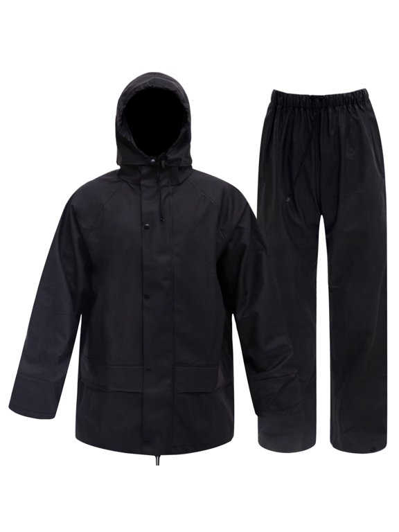 Rizzon Rain Suits for Men Women Waterproof Heavy Duty Rain Gear Hi-Vis Rain Jacket & Pants for Fishing(Black,XL)