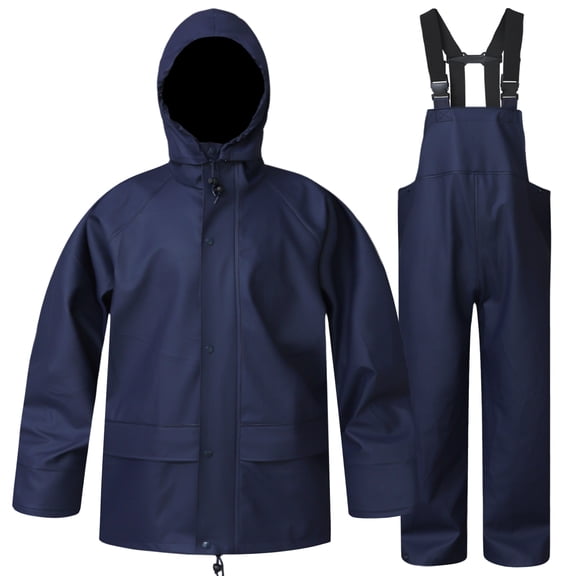 Niruoxn Rain Suits for Men Women Waterproof Heavy Duty Rain Gear Hi-Vis Rain Jacket & Pants for Fishing(Navy,XL)