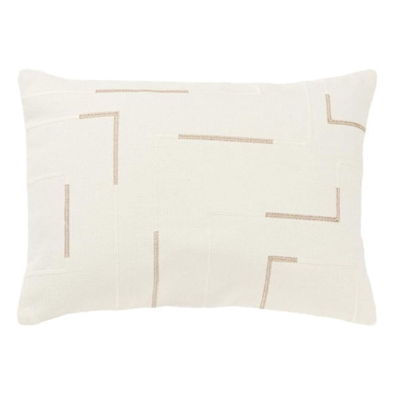 Rizzy Home Ivory/Gold 14"X20" Geometric Woven Poly Filled Throw Pillow