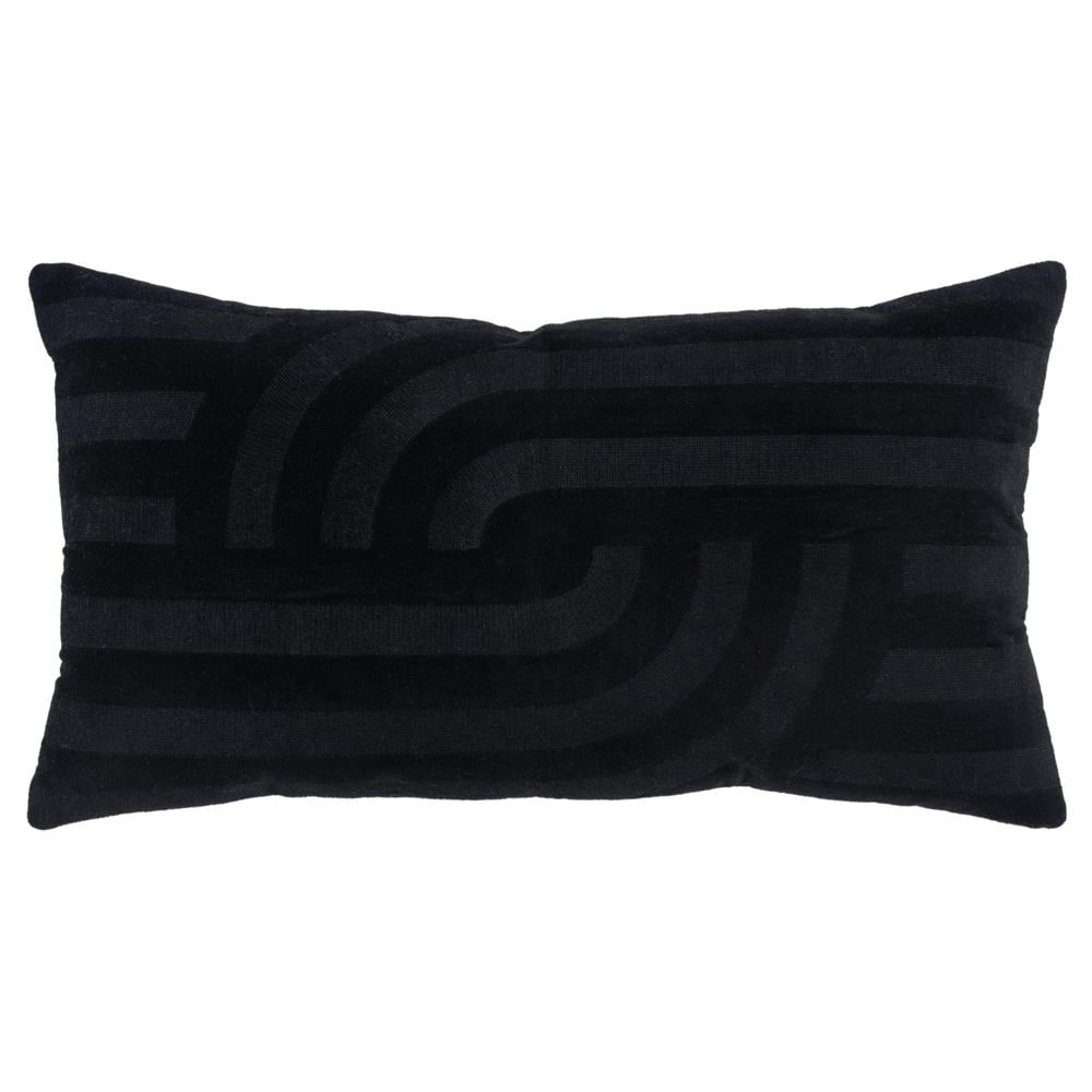 Black Embroidered Cotton Nursery Accent Pillow