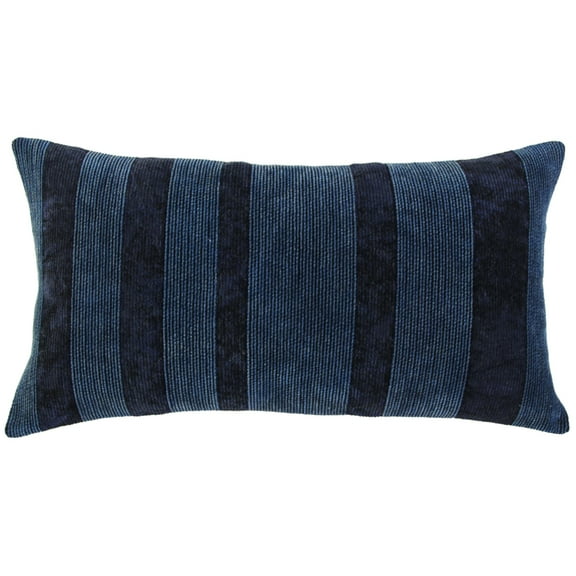 Rizzy Home 14" x 26" Cotton Viscose Velvet Pillow Cover in Navy