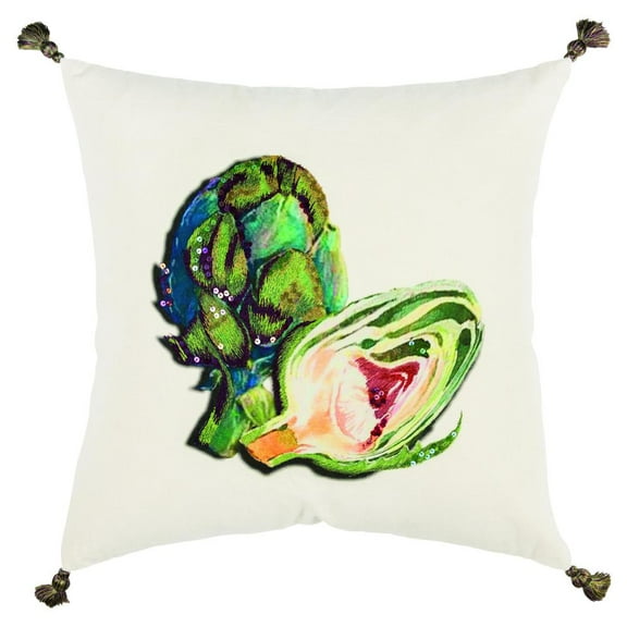 Rizzy Home 20" x 20" Down Filled Pillow with Multi-Color Cotton Duck Cover