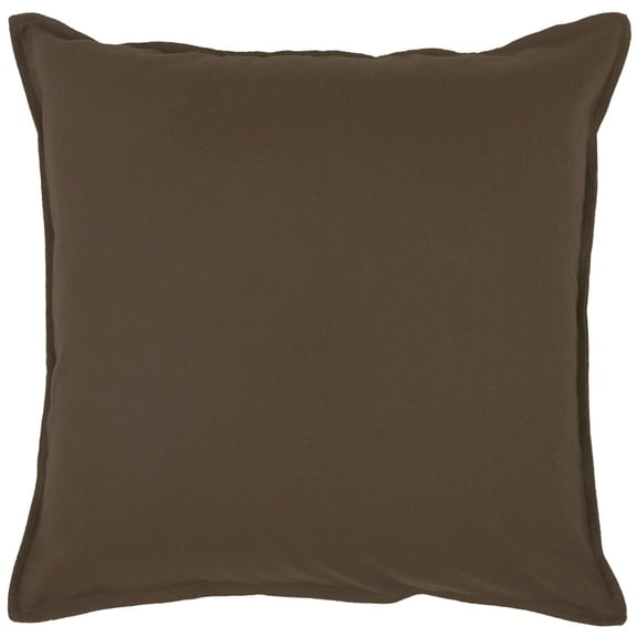 Rizzy Home Throw Pillow T03427 Brown Self Flange Soft 20" x 20" Square, Down Filled