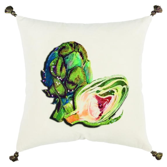 Rizzy Home 20" x 20" Poly Filled Pillow with Multi-Color Cotton Duck Cover