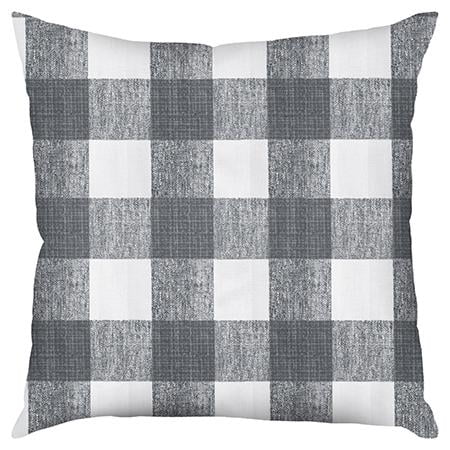 22" x 22" Gray and White Plaid Poly Filled Square Throw Pillow