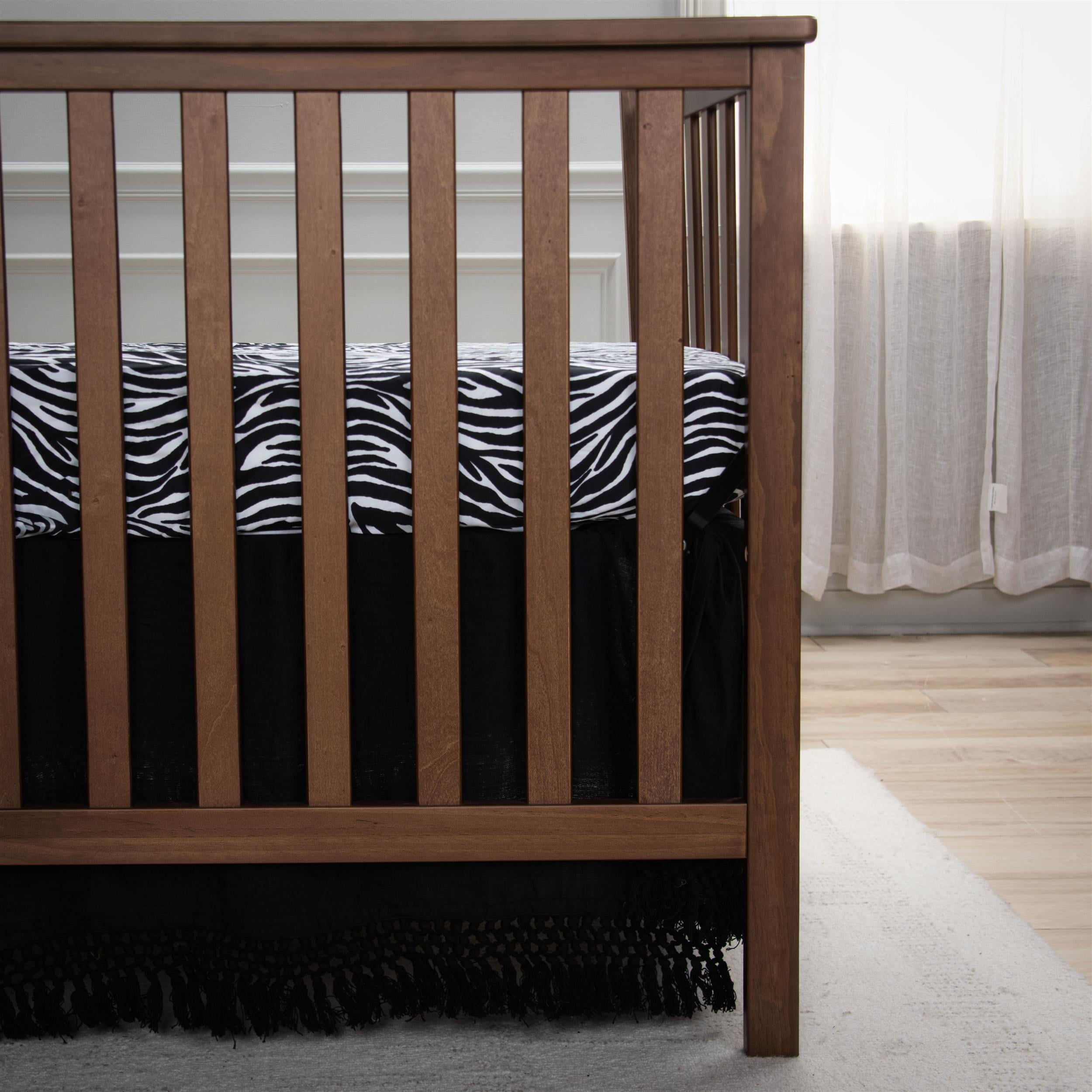 Rizzy Home 28" X 52" Black/White Zebra Print Cotton Cribsheet