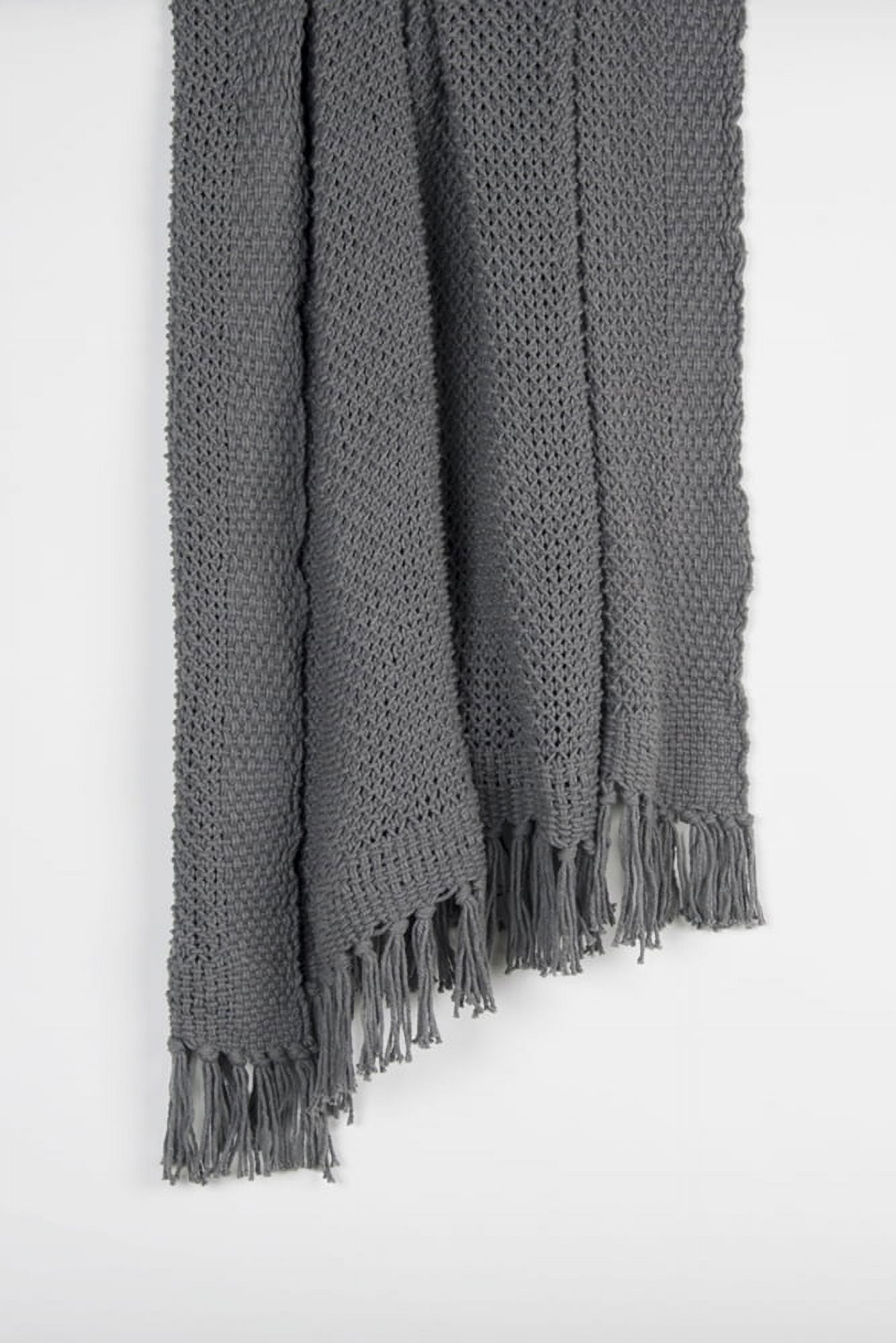 50" x 60" Dark Gray Cotton Woven Throw Blanket