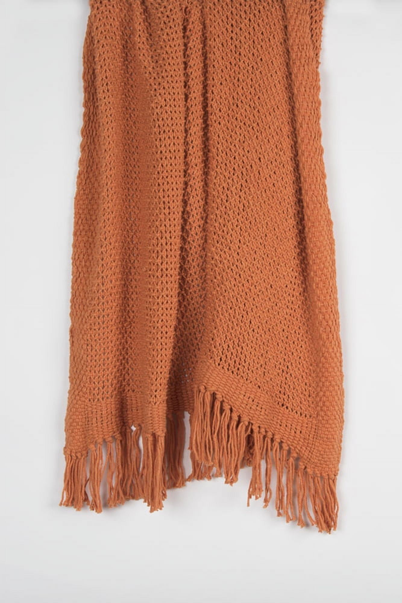 Orange Woven Cotton Throw with Tassels