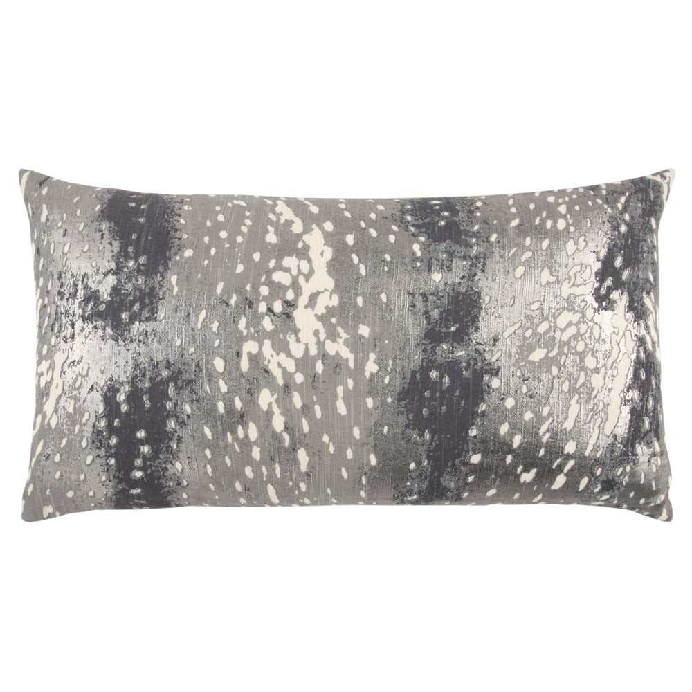 Rizzy Home Abstract 14" x 26" Poly Filled Pillow with Cotton Cover-Gray