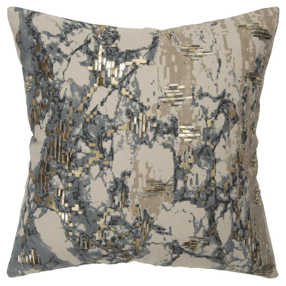 Natural Abstract 20" Square Pillow with Metallic Beading