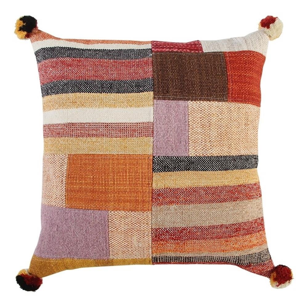 20"x20" Multicolor Patchwork Cotton Throw Pillow Cover
