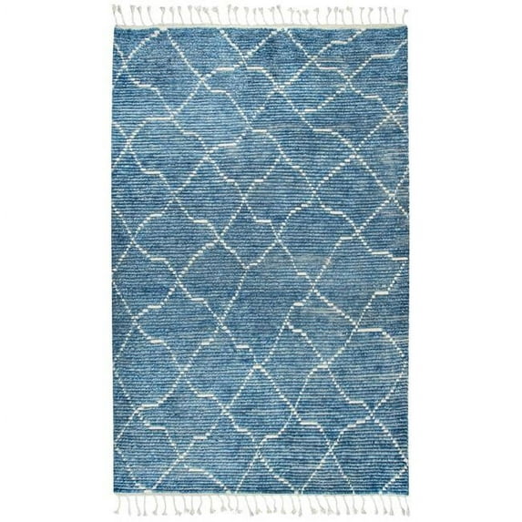 Rizzy Home Berkley Blue Dimonds/Lines Shag 18" x 18" Area Rug