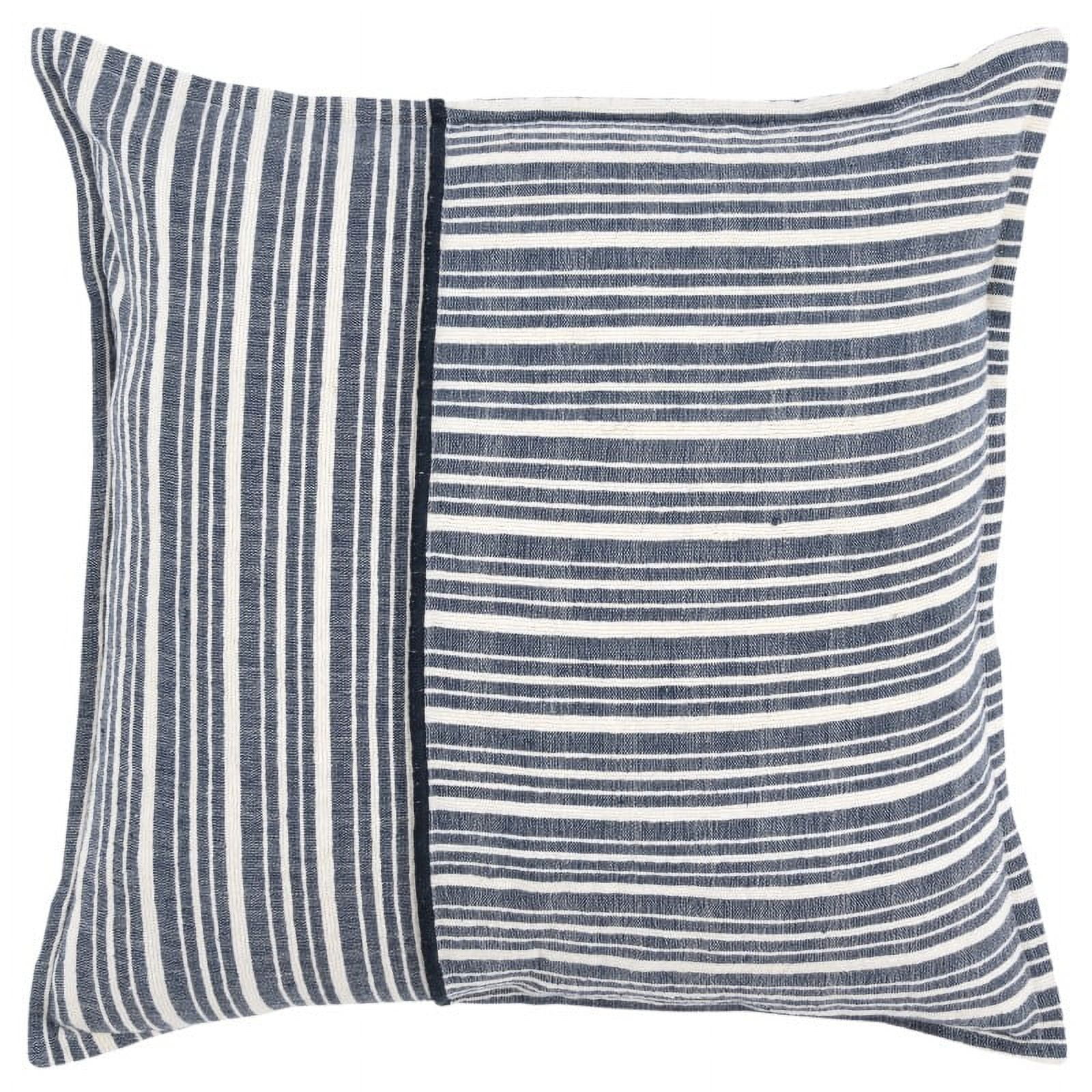 Rizzy Home Blue/Ivory 20"X20" Stripe Woven Poly Filled Throw Pillow
