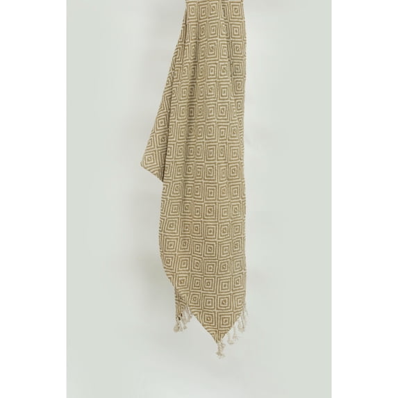 Rizzy Home Boho Geometric Throw Blanket Dark Natural/ Natural