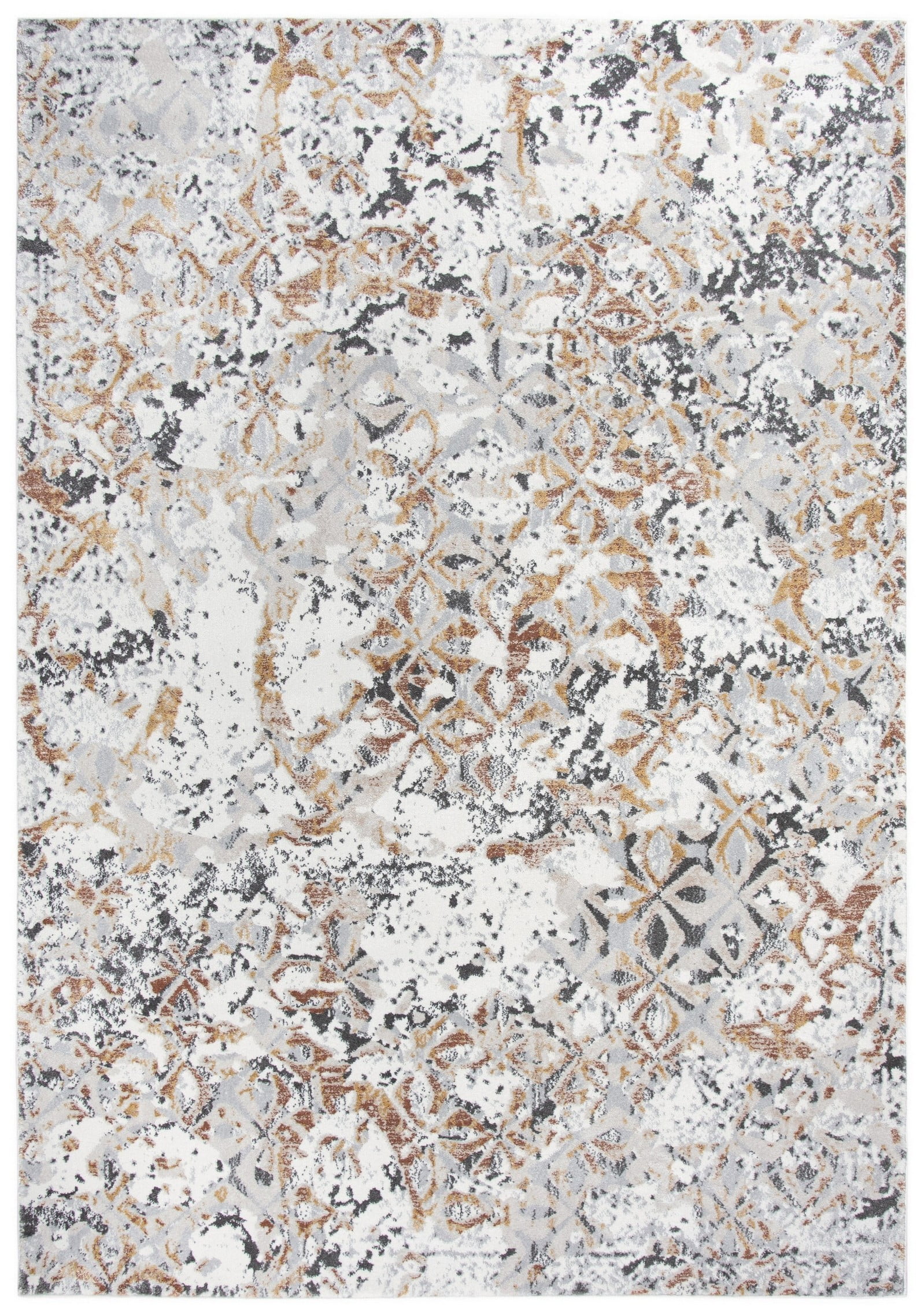 Transitional Hand-Knotted Gray and Rust Rectangular Rug 5'3" x 7'6"