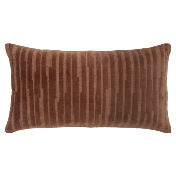 Rizzy Home Brown 14"X26" Transitional EmbroideRed Poly Filled Throw Pillow