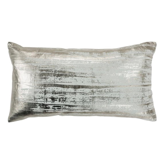 Rizzy Home Brushstroke 14" x 26" Poly Filled Pillow with Cotton Cover-Silver