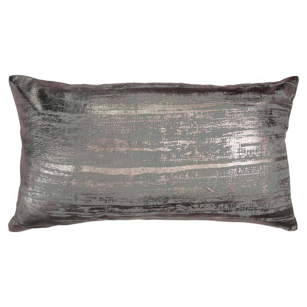 Rizzy Home Brushstroke 14" x 26" Poly Filled Pillow with Cotton Cover-Silver