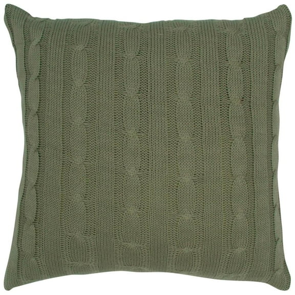 Rizzy Home Cable Knit 18" x 18" Poly Filled Pillow with Cotton Cover-Olive Green