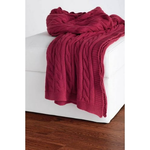 Rizzy Home Cable Knit Sweater Throw, 50" x 60", Red