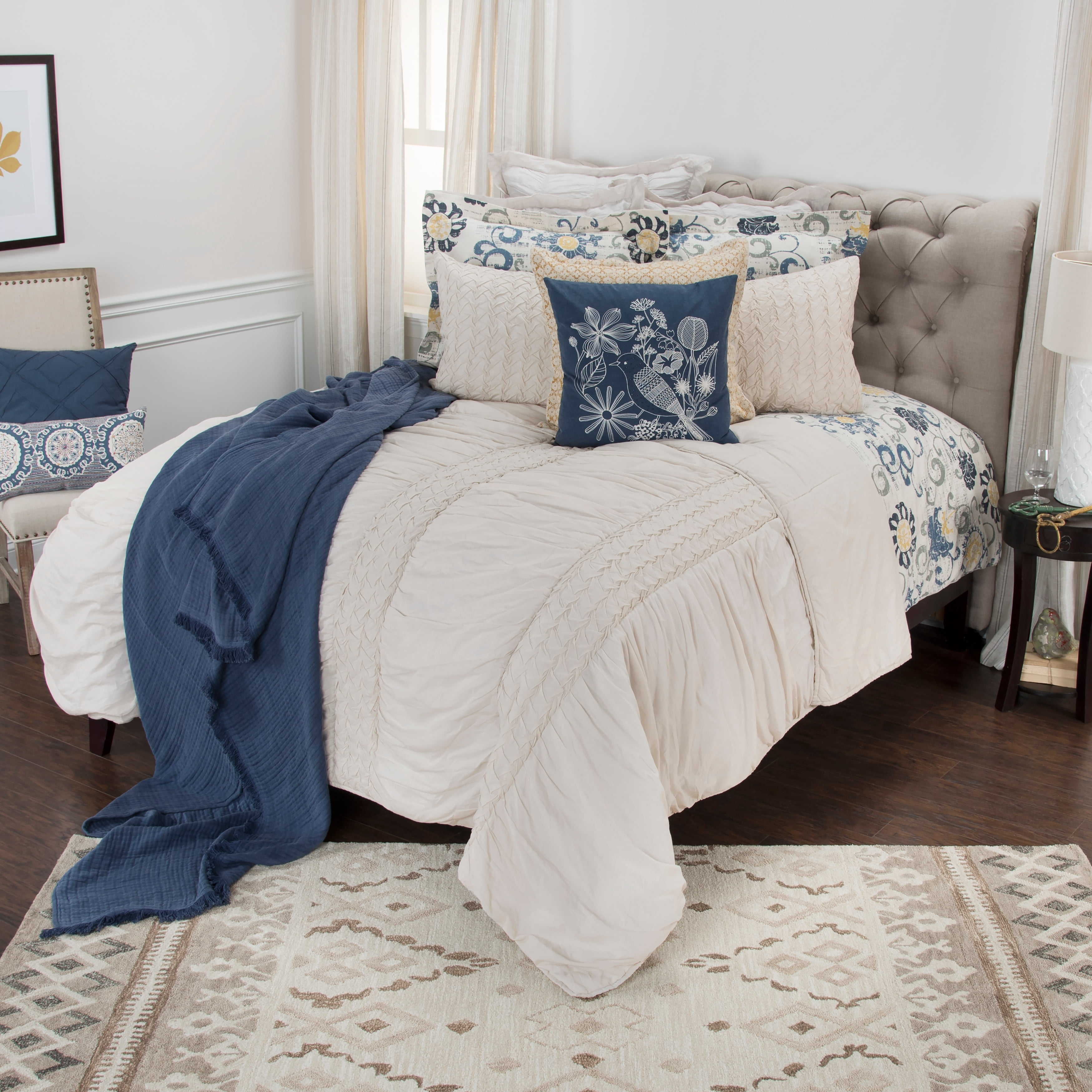 Rizzy Home Carly Natural Twin Size Quilt 70 Inches X 86 Inches