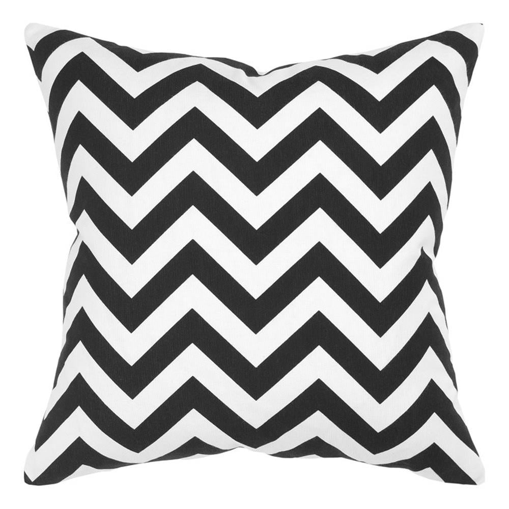 Black and White Chevron Cotton Square Pillow