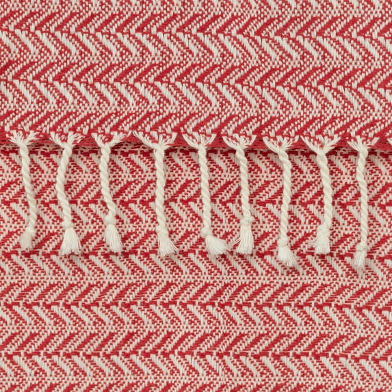 Rizzy Home Chevron Hand Loomed Woven Throw Red/ Natural