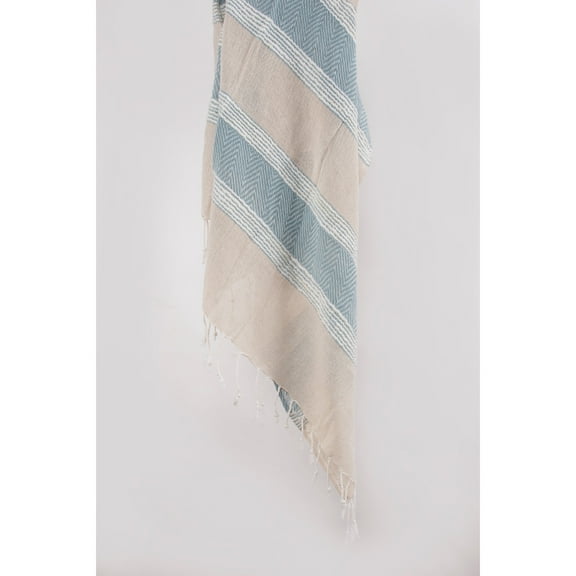 Rizzy Home  Chevron Stripe Hand Loomed Cotton Throw Aqua/Natural