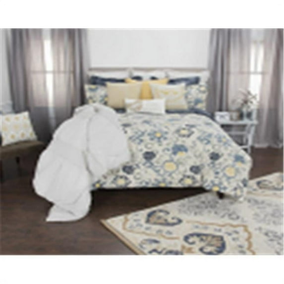 Rizzy Home Cotton 114"x98" BLUE Medallion Bedding